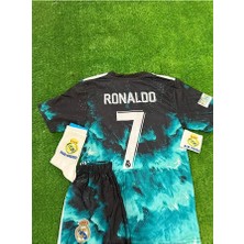 Ozsports Realmadrid Özel Tasarım Mavi Dalgalı Ronaldo Çocuk Forması 4 Lü Set