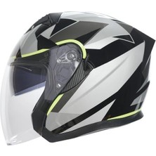 Rhkc 528 Çenesiz Vizörlü Yazlık Kask Siyah/gri/neon Sarı Small