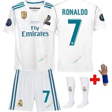 Ozsports Real Madrid 2018 Ronaldo Çocuk Forması Şort Çorap Bileklik Hediyeli..