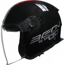 Beon B-203 Güneş Gözlüklü Yazlık Yarım Kask Siyah Kırmızı 2xlarge