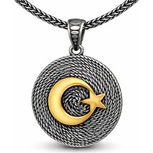 Tienda Elegante Gümüş Ay Yıldızlı Erkek Kolye