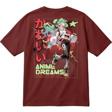 BarsDepo Y2K Anime Grafik Baskılı Oversize Unisex Tişört – Japonca Yazılı Tişört
