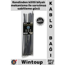 Wintoup #cırt Dayanıklı Metal 4.6 x 250 mm Sağlam Endüstriyel Paslanmaz Çelik Kablo Bağı 25'li Cırt Kelepçe