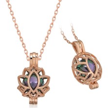 Tienda Elegante Gümüş Rose Kafesli Lotus Bayan Kolye