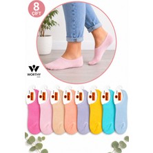 Worthy Socks 8'li Kadın Desenli Pamuklu Görünmez Spor Ayakkabı Çorabı