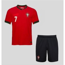Ozsports Portekiz Kırmızı Ronaldo 2024/25 Yeni Sezon Futbol Çocuk Forması 2'li Set