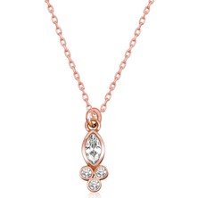 Tienda Elegante Gümüş Rose Çiğ Damlası Mekik Tektaş Bayan Kolye