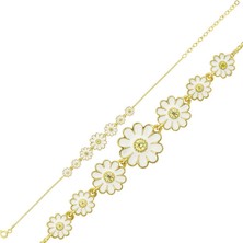Tienda Elegante Gümüş Gold Sıralı Papatya Bayan Bileklik