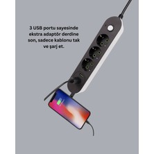 Bezos 3 USB Portlu Üçlü Priz CXE103