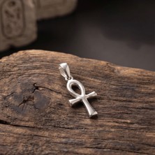 Ebrar Silver Gümüş Ankh Kolye Ucu 925 Ayar Gümüş Yaşam Haçı Unisex Kolye Haç Kolye Ucu Yaşam Anahtarı Kolye