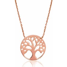 Tienda Elegante Gümüş Rose Hayat Ağacı Bayan Kolye