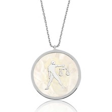 Tienda Elegante Gümüş Sedef Taşlı Terazi Burcu Bayan Kolye