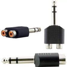 Mabelme 6.3 mm Stereo Erkek - 2 Rca Dişi Çevirici Jack