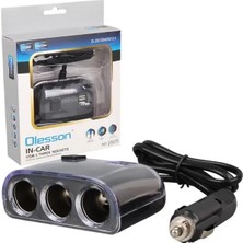 Mabelme Olesson 1505 12-24V Çift USB Girişli 120W 80CM Kablolu 3'lü Araç Çakmak Çoklayıcı
