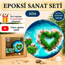 IQ ART by Natalie Epoksi Reçine Seti  "ADA" – Deniz Temalı Premium Hediye Seti ve Yaratıcılık Kiti – Video Eğitimli Resin Art Seti, Epoksi Başlangıç Seti