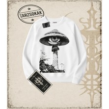 Tarzsokak Gotik & Grunge Streetwear Mushroom Bisiklet Yaka Sweatshirt