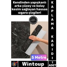 Wintoup #kaplama Su Geçirmez Mutfak Tezgah Folyo Siyah Şık Mermer Desenli Yapışkanlı Kaplama Kağıdı 5 Metre