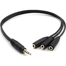 Mabelme Kulaklık Çoklayıcı 3.5 mm Erkek x 1/3 Stereo Dişi x 3 - 30 cm Y Kablo