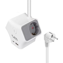 Mabelme Vea VE-G903YC 3'lü Usb+ Type-C Girişli Anahtarlı 1.5 Metre Grup Priz