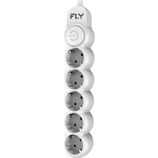 Fly 3394-01 5 Soket Akım Korumalı Priz 2.1A Anahtarlı 2mt Kablo (BEYAZ)(1923)