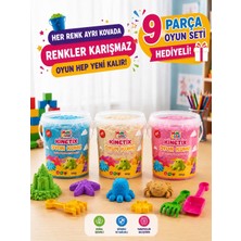 MİNİ BLOX Doğal Kinetik Oyun Kumu 1,5 kg (3×500 gr Ayrı Kova) – 9 Parça Oyun Seti Hediyeli