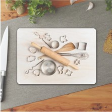 St. Morritz Cam Kesme Tahtası ve Sunum Tablası Cooking Deseni