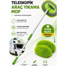 Genel Tedarik Çizmeden Temizleyen Teleskopik Çok Amaçlı & Oto Yıkama Mop Seti – Yedek Mikrofiber Başlık Hediyeli