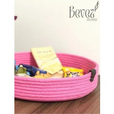 St. Morritz Jüt Hasır Sepet ,el Dokuma, Çok Amaçlı Sepet, Banyo ve Mutfak Organizeri Pembe 30X7