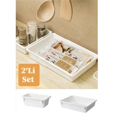 St. Morritz Flexi 2'li Set Uzayabilen Çekmece Içi Düzenleyici Mutfak Organizer -Makyaj Takı Dolap Organizer Seti