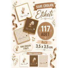 Yeap Office Kişiye Özel Isimli Kare Çikolata Etiketi Yapışkanlı 117 Adet (3,5x3,5 Cm) No:17