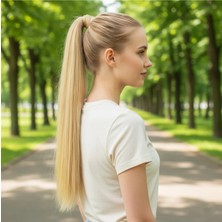 St. Morritz Balköpüğü Beyaz Platin Röfleli Düz Bağlamalı At Kuyruğu Saç Postiş 70 cm 140 gr