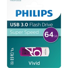 Mabelme Phılıps FM64FD00B, 64GB, USB 3.0, Vivid, Mor, Flash Disk