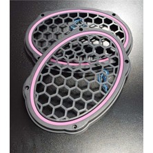 St. Morritz Oval 6x9 Hoparlör Kapağı Plastik Neon Pembe Işıklı Vidalı 2 Adet Siyah