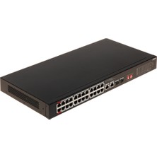 Canarino Dahua S3226-24ET-240, 24 Port, Megabit, Poe 240W, 2 Port Gigabit Uplink, 2 Port Gigabit Combo Sfp, Longe Range 250MT, Yönetilemez, Rack Mount Switch