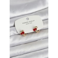 Inure Jewelry Kiraz Model Gold Renk Pirinç Çocuk Küpe