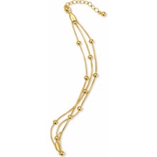 Liva Atelier Gold Kaplama Çoklu Sıralı Top Boncuklu Kadın Bileklik