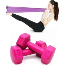 St. Morritz Fuşya Dambıl Orta Drenç Pilates Bandı Lastiği (1 kg x 2)