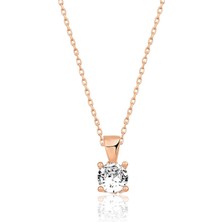 Tienda Elegante ​Gümüş Rose Tek Taş Kolye