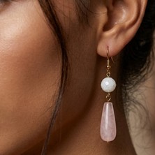 THEIA GemWorks Bria - Ay Taşı ve Pembe Kuvars El Yapımı Küpe