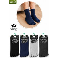 Worthy Socks 4 Çift Unisex Bambu Parmak Çorap Mantar Önleyici Ter Emici 4' Lü