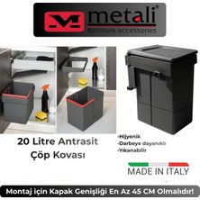 St. Morritz Dolap Içi Çöp Kovası Antrasit 20 L, Minimum Dolap Kapak Genişliği 45 Cm.