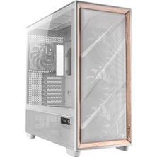 Antec Flux Pro 6x Pwm Fan Temperli Cam USB Type-C Ahşap Detaylı Beyaz Full Tower Gaming (Oyuncu) Kasa