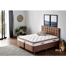 Niron Latte 140x190 cm Çift Kişilik Yatak Baza Başlık Seti - Sert Yatak, Kumaş Baza ve Başlık Takımı