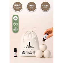 La Patria 6 Adet Xxxl Yün Kurutma Topu -  1 Adet kese - 1 Adet Esansiyel Ucucu Yağ(10ml) - Kurutma Makinesi için -