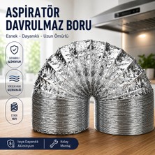 Şirin Aksesuar Home Aspiratör Davlumbaz Esnek Alüminyum Boru – Dayanıklı ve Isıya Dayanıklı 127MM 1.5 Metre