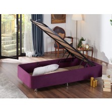 Niron Purple Baza - 80X180 cm Tek Kişilik Sandıklı Mor Kumaş Baza Silinebilir Soho Kumaş