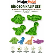 Major Hobi Mini Dinozor Kurabiye Kalıbı 4lü Set  Şeker Hamuru, Fondan ve Oyun Hamuru Kalıbı