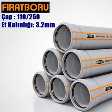Fırat 110/250MM Dublex Pvc Atık Su Borusu, 3.2mm Et Kalınlığı, 1 Adet