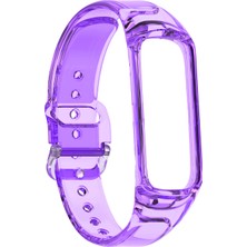 Caseonn Samsung Galaxy Fit 2 Kordon (SM-R220) Transparan Esnek Silikon Kayış Mor