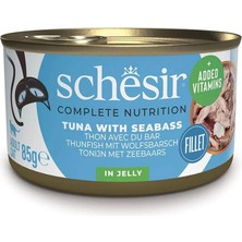 Schesir Jelly Ton Balığı ve Levrek Jöle Içinde Yetişkin Kedi Konservesi 85G